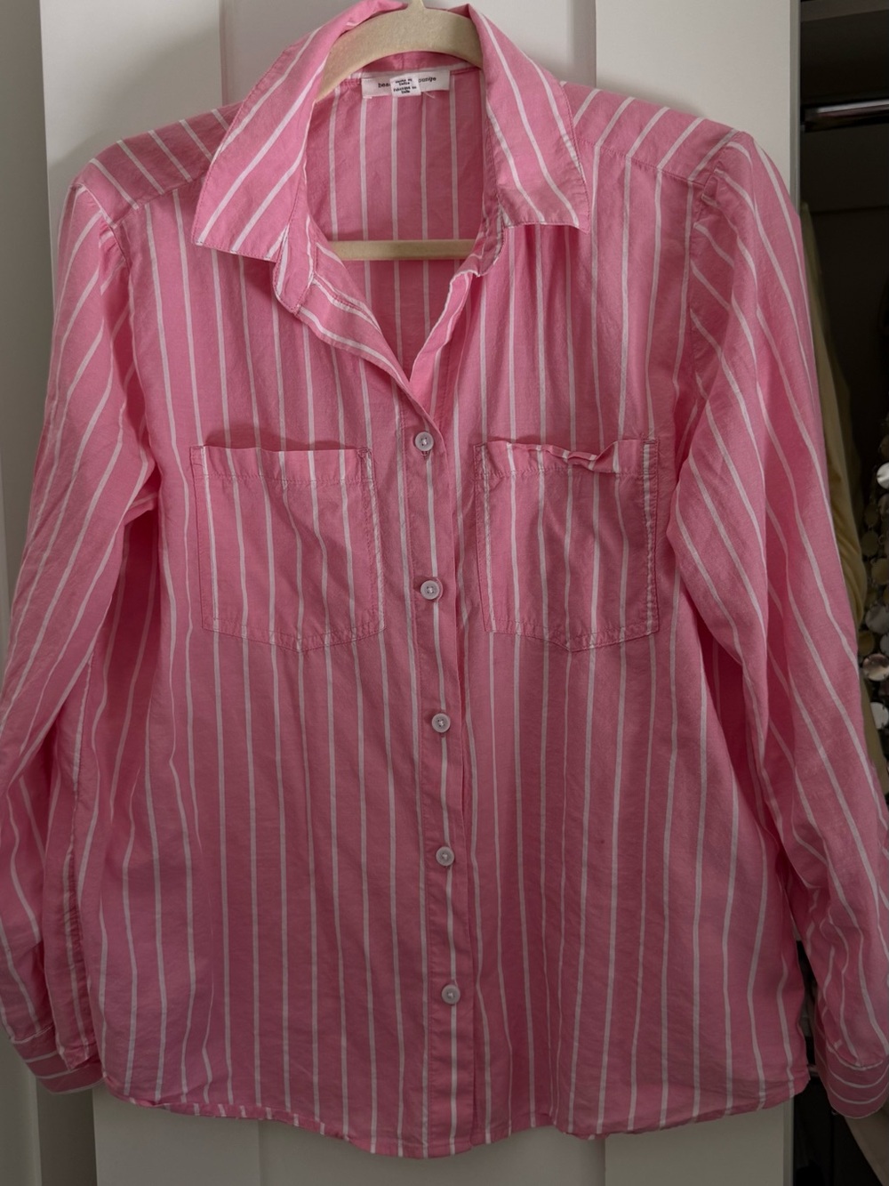 beachlunchlounge Pink and White Striped Shirt